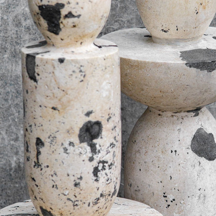 Uttermost Nouveau Tower Sculptures Set of 2, White Limestone/Black