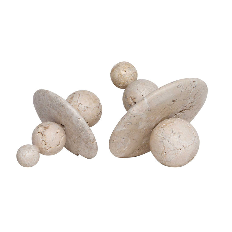 Uttermost Quarried Stone Set/2 Indoor-Outdoor Sculptures | Natural Stone | Shelf & Garden Decor | 8.5 x 8.5 x 9.25 in | Model 17150