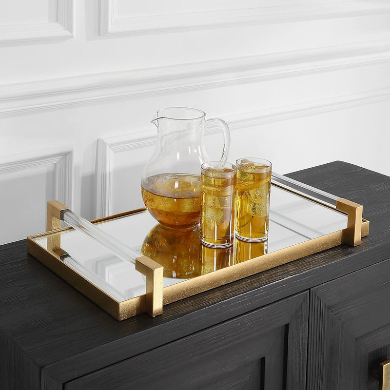 Uttermost Deki Mirrored Tray, Antique Gold Leaf - 18083