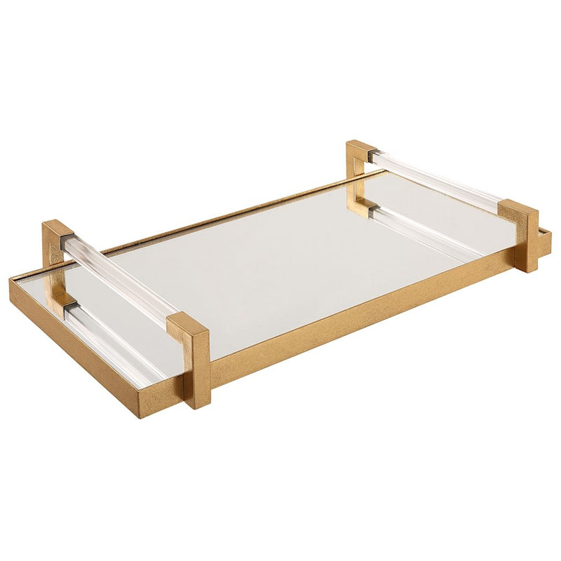 Uttermost Deki Mirrored Tray, Antique Gold Leaf