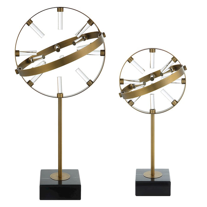Uttermost Realm Spherical Sculptures, Set Of 2, Plated Brass