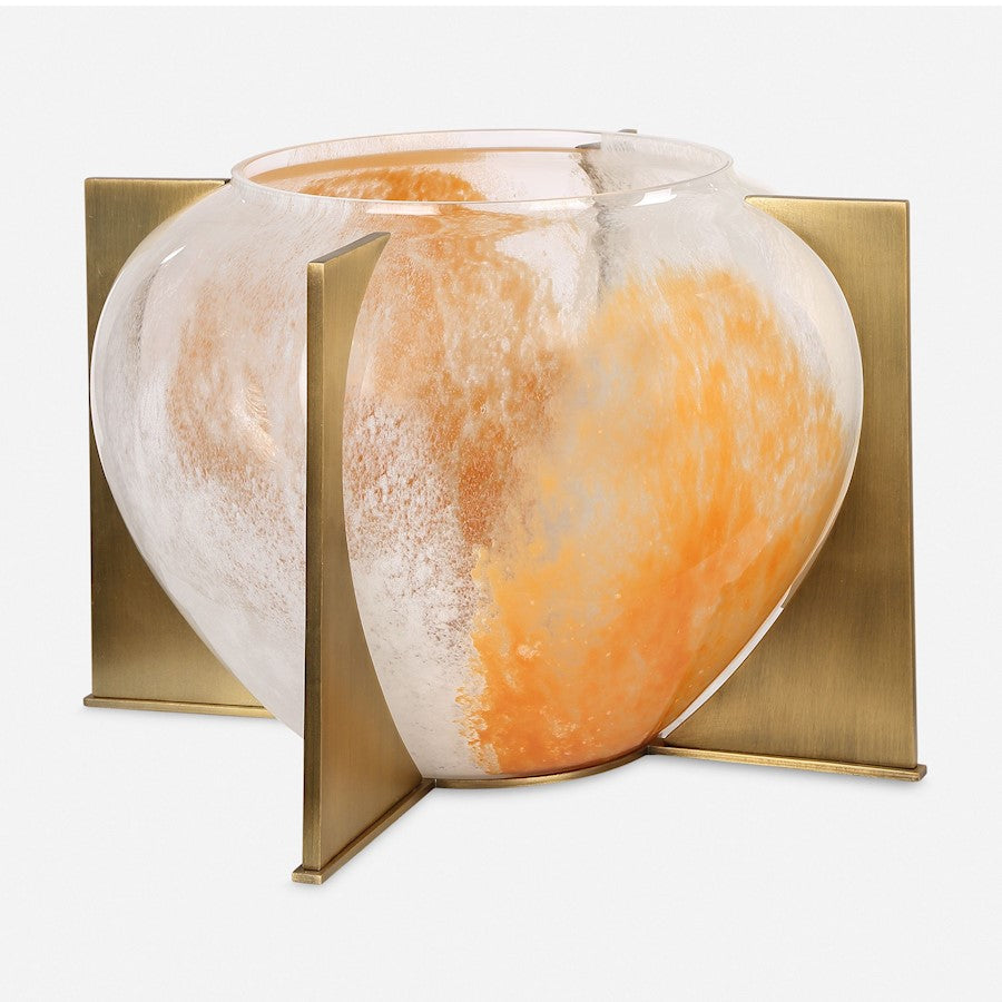 Uttermost Swirl Vase, Amber/White - 18183