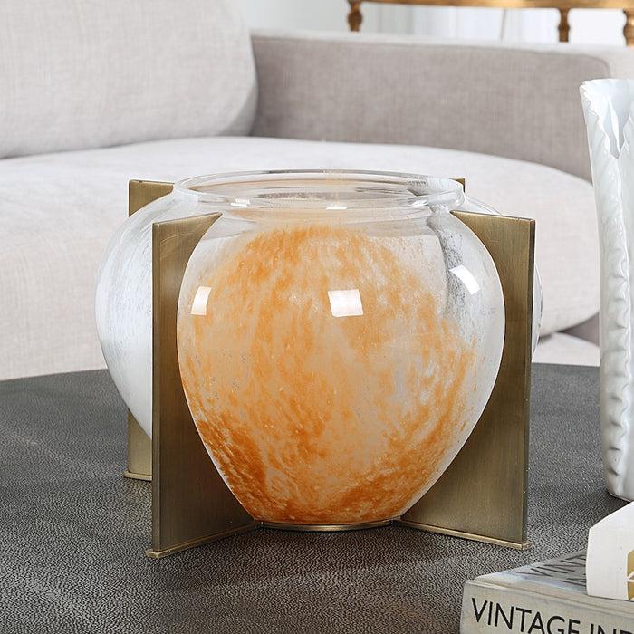Uttermost Swirl Vase, Amber/White