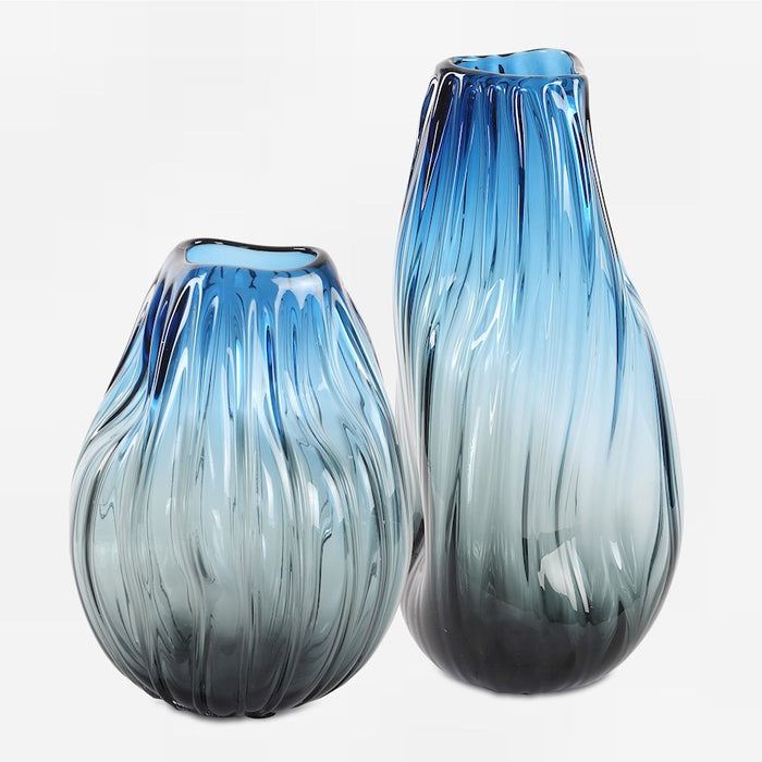 Uttermost Midnight Horizon Vases Set of 2, Blue/Black - 18190