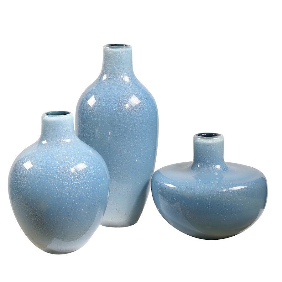 Uttermost Celestial Frost Blue Vases Set of 3 - 18192