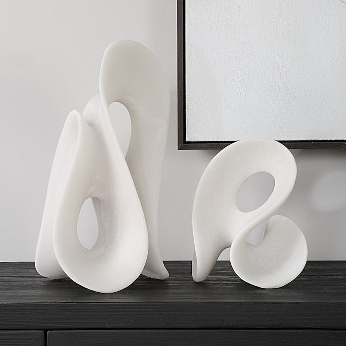 Uttermost Silent Wave White Sculptures Set of 2