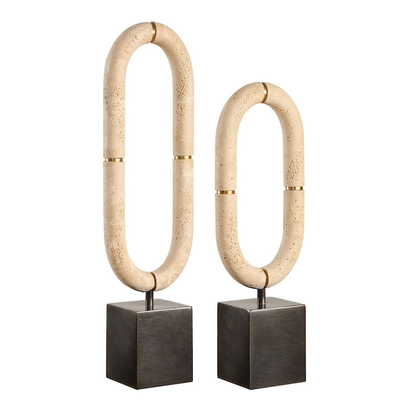 Uttermost Oval Sculptures Fusion Set of 2, Gold/Bronze