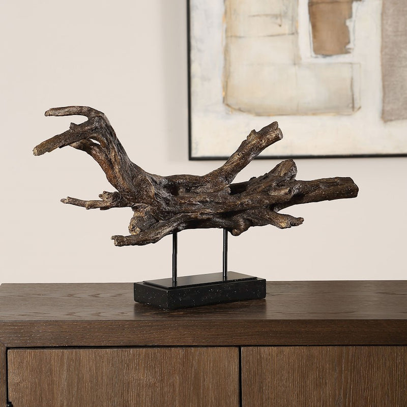 Uttermost Gilded Sculpture Branch, Dark Brown/Gold