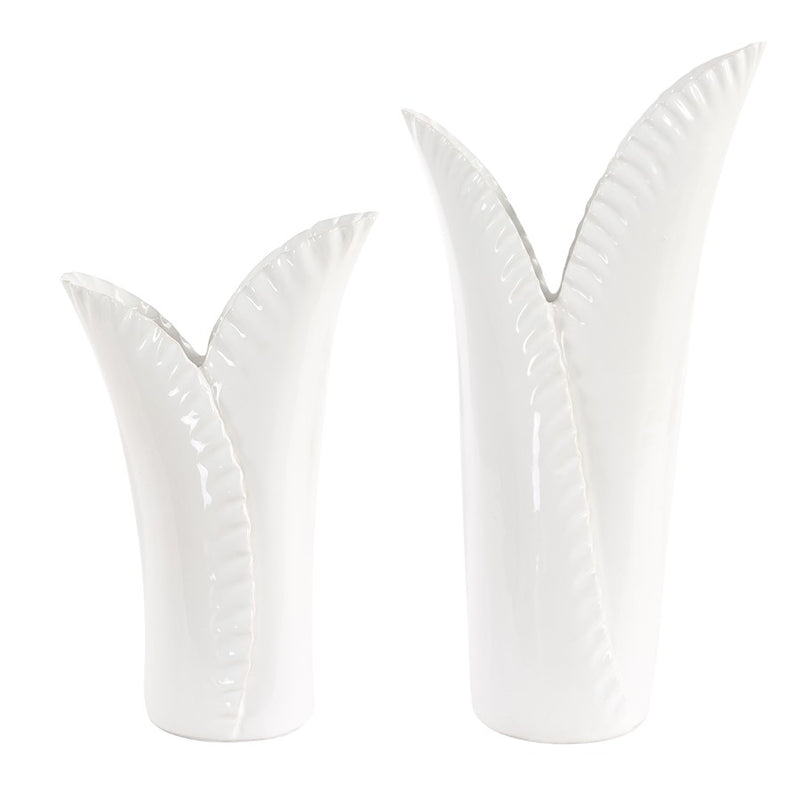 Uttermost Leafscape White Vases Set of 2
