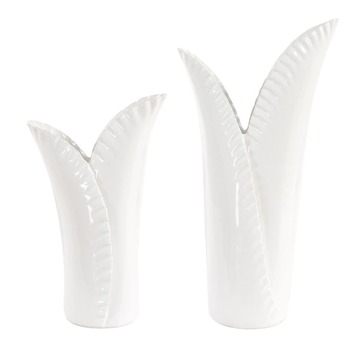 Uttermost Leafscape White Vases Set of 2