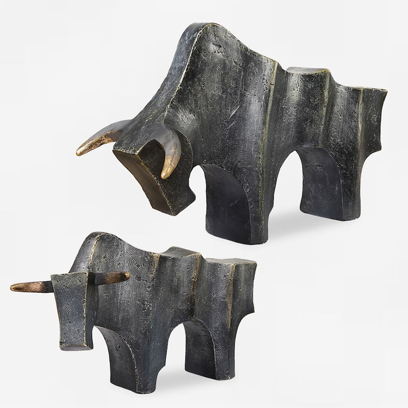 Uttermost Regal Bull Bronze Sculptures Set of 2 - 18227