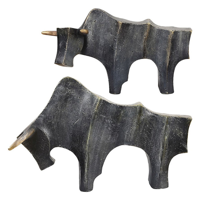 Uttermost Regal Bull Bronze Sculptures Set of 2