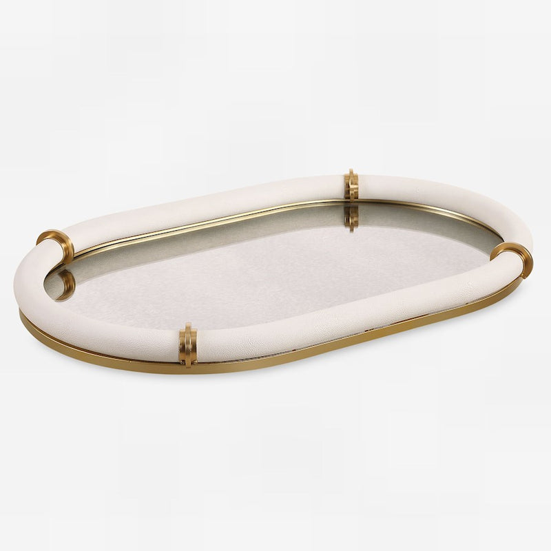 Uttermost Cyprus Leather Oval Tray, Brass - 18229