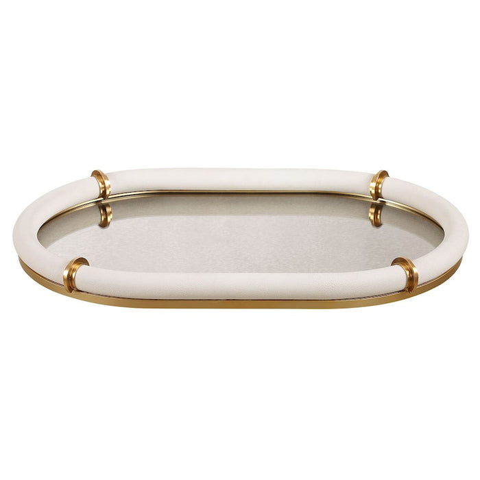 Uttermost Cyprus Leather Oval Tray, Brass