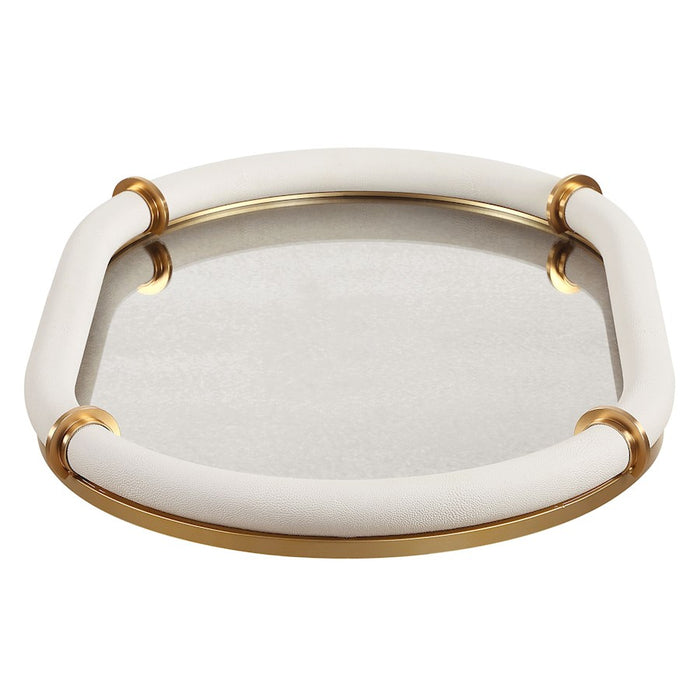 Uttermost Cyprus Leather Oval Tray, Brass