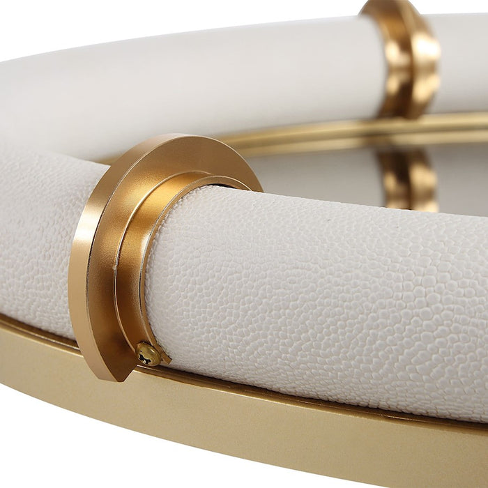 Uttermost Cyprus Leather Oval Tray, Brass