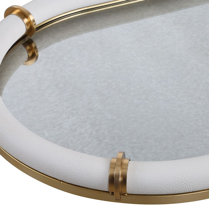 Uttermost Cyprus Leather Oval Tray, Brass