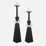 Uttermost Ebon Glow Floor Candleholders Set of 2, Black - 18231