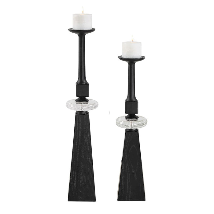 Uttermost Ebon Glow Floor Candleholders Set of 2, Black