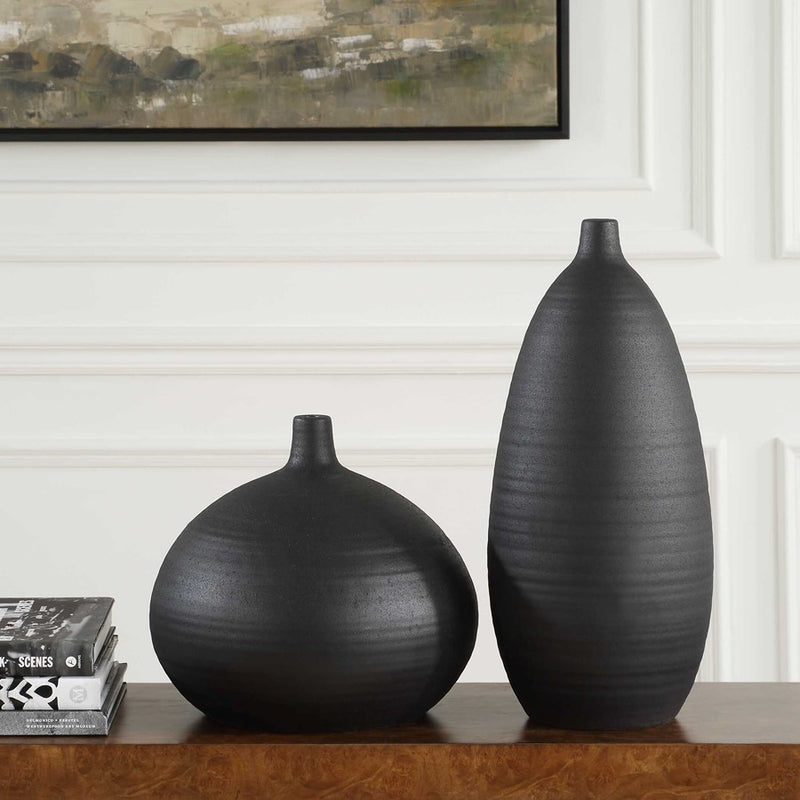 Uttermost Bower Black Vases Set of 2
