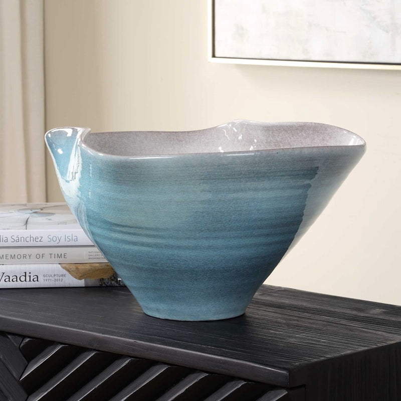 Uttermost Blue Crest Ceramic Bowl