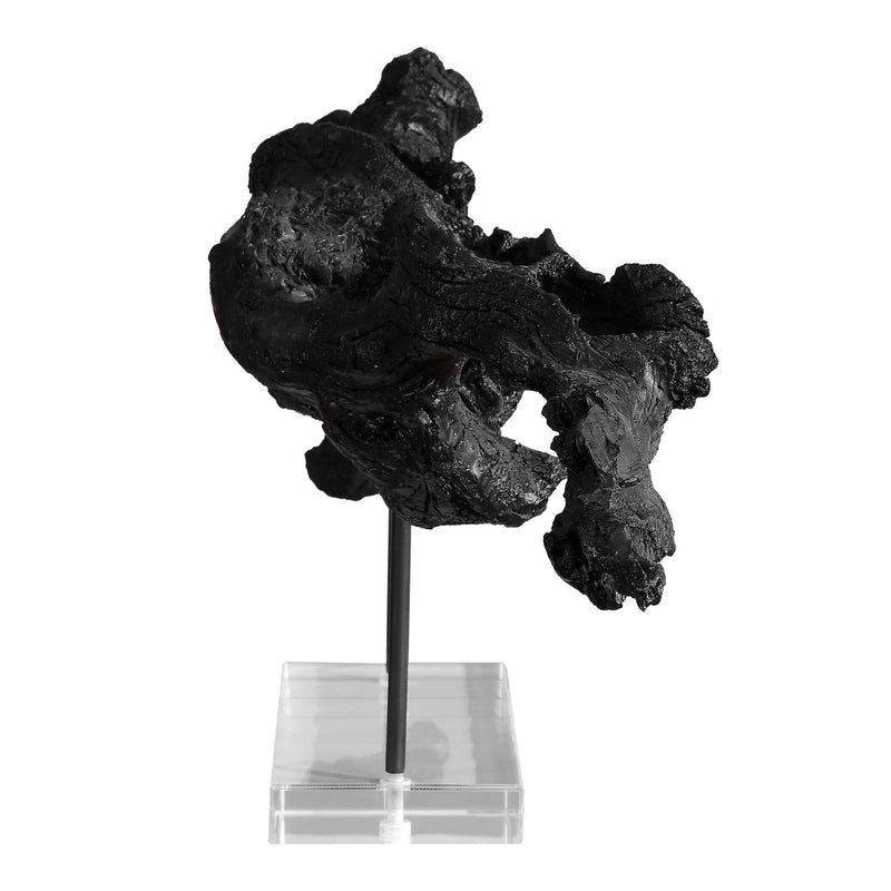 Uttermost Charred Timber Branch Sculpture | Burnt Black Polyresin & Metal on Acrylic Stand | Mantel & Shelf Decor | Model 18327
