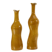 Uttermost Sienna Flow Bottle Vases Set/2 | Earthy Brown Glazed Earthenware | Shelf & Mantel Decor | 7 x 7 x 26 in | Model 18390
