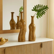 Uttermost Sienna Flow Bottle Vases Set/2 | Earthy Brown Glazed Earthenware | Shelf & Mantel Decor | 7 x 7 x 26 in | Model 18390