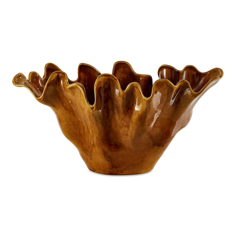 Uttermost Amber Tide 22in Decorative Bowl | Glossy Amber Glaze Earthenware | Indoor & Outdoor Centerpiece | 22 x 11 x 11 in | Model 18391