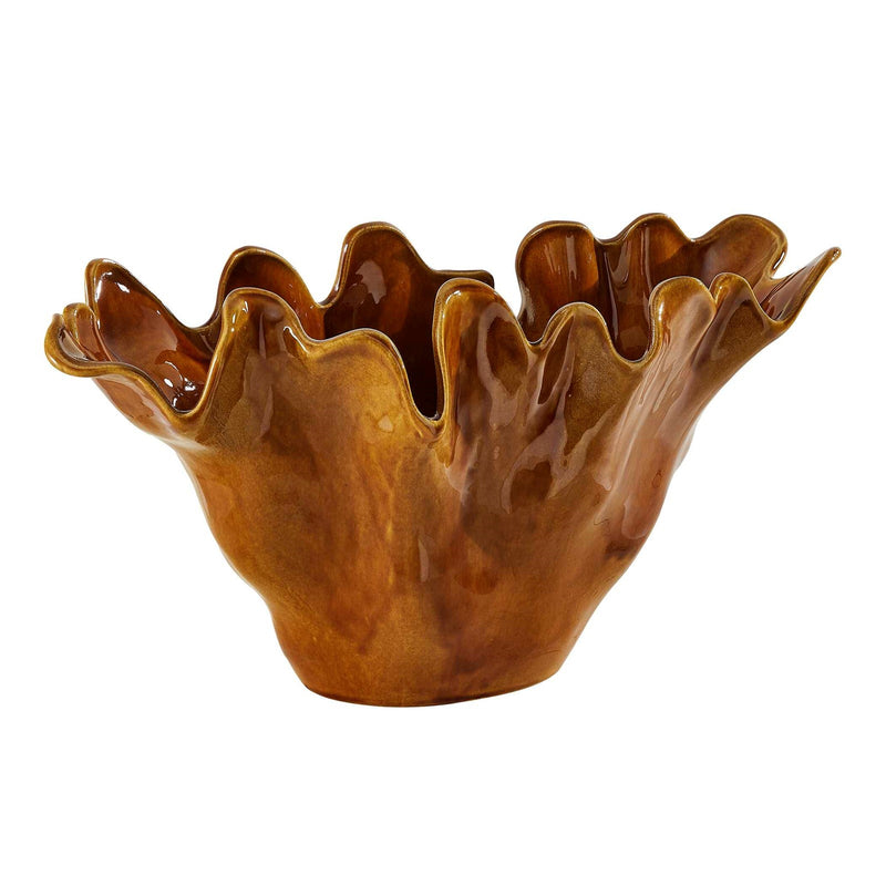 Uttermost Amber Tide 22in Decorative Bowl | Glossy Amber Glaze Earthenware | Indoor & Outdoor Centerpiece | 22 x 11 x 11 in | Model 18391