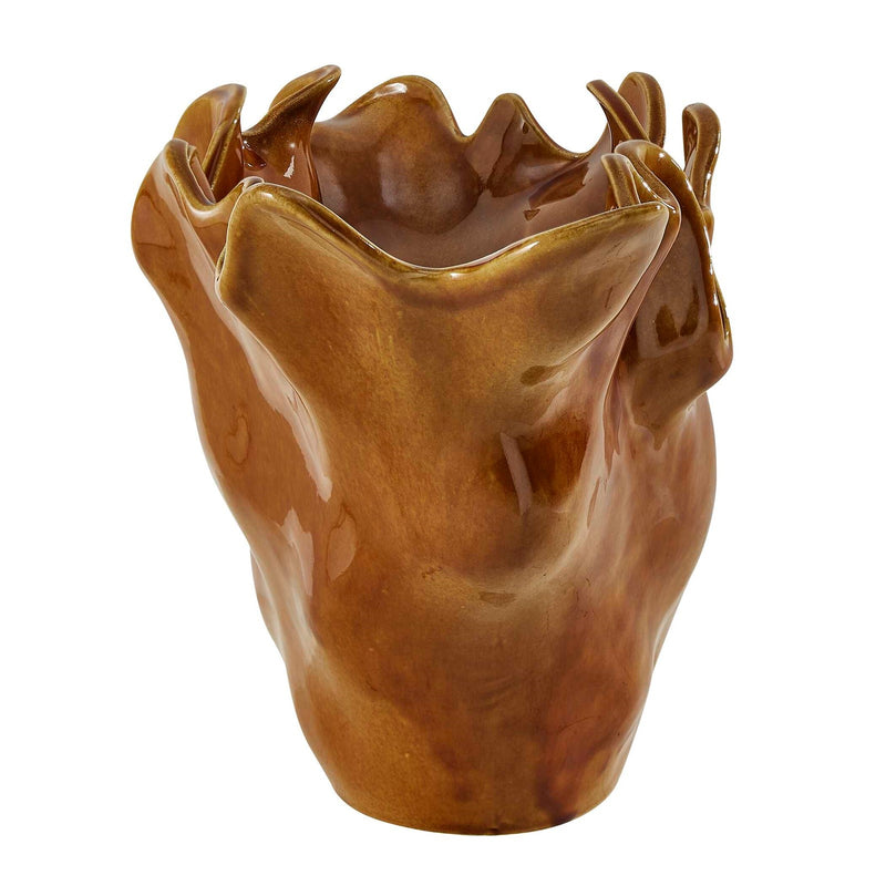 Uttermost Amber Tide 22in Decorative Bowl | Glossy Amber Glaze Earthenware | Indoor & Outdoor Centerpiece | 22 x 11 x 11 in | Model 18391