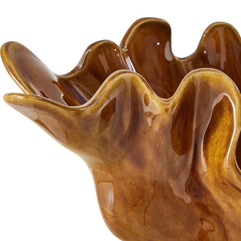 Uttermost Amber Tide 22in Decorative Bowl | Glossy Amber Glaze Earthenware | Indoor & Outdoor Centerpiece | 22 x 11 x 11 in | Model 18391