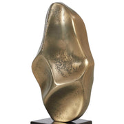 Uttermost Fluid Geometry Set/2 Gold Sculptures | Antiqued Gold Aluminum on Black Bases | Shelf & Tabletop Decor | 19in H | Model 18393