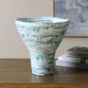 Uttermost Jameis Ceramic Watercolor Vase | Blue Green Gray Marbled Glaze | Living Room & Entryway Decor | 11.5 x 11 x 11 in | Model 18396