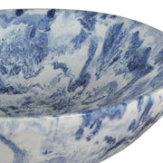 Uttermost Indigo Marble Pedestal Bowl | Ceramic Blue and Ivory Marbled | Coffee Table & Entryway Decor | 14 x 14 x 7 in | Model 18397