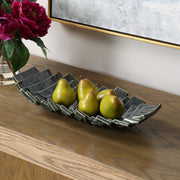 Uttermost Harbor Ridge Olive Green Ceramic Bowl | Glossy Ridged Sculptural | Coffee Table & Shelf Decor | 18.25 x 8.5 x 3.25 in | Model 18398