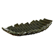 Uttermost Harbor Ridge Olive Green Ceramic Bowl | Glossy Ridged Sculptural | Coffee Table & Shelf Decor | 18.25 x 8.5 x 3.25 in | Model 18398