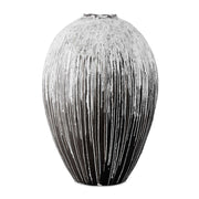 Uttermost Chocolate Cascade Indoor-Outdoor Vase | Brown and Ivory Drip Glaze | Patio & Entryway Decor | 13.75 x 13.75 x 20.5 in | Model 18399