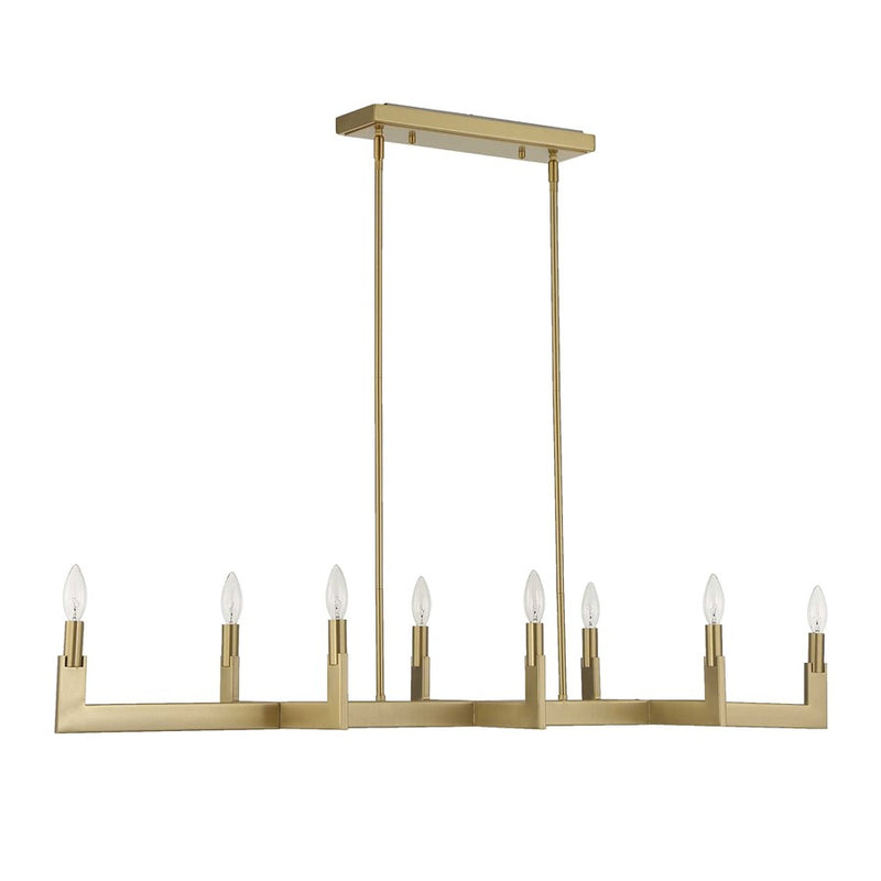Uttermost Cordoba 8 Light Linear Chandelier, Natural Brass