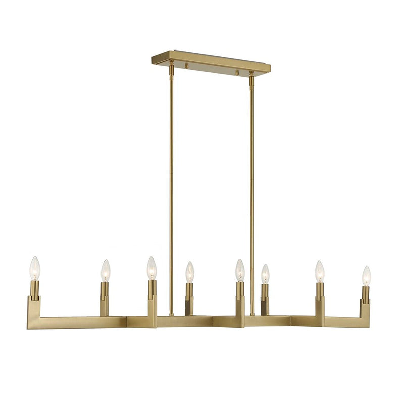 Uttermost Cordoba 8 Light Linear Chandelier, Natural Brass