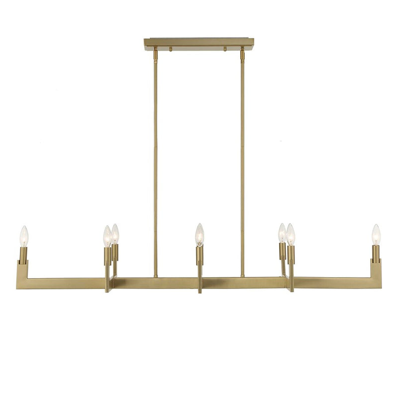 Uttermost Cordoba 8 Light Linear Chandelier, Natural Brass