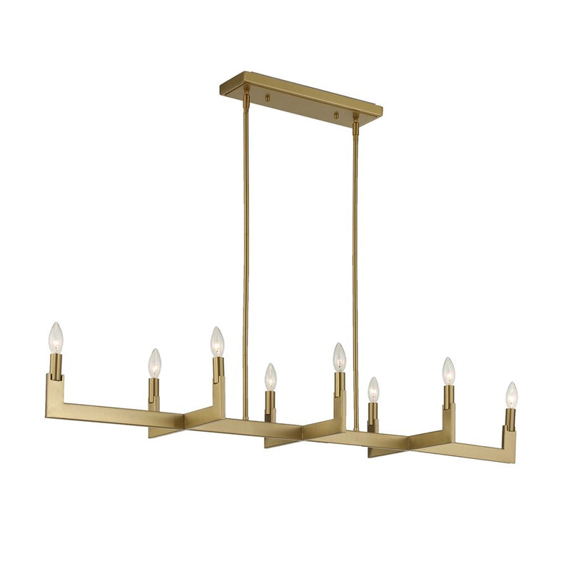 Uttermost Cordoba 8 Light Linear Chandelier, Natural Brass