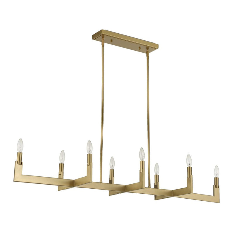 Uttermost Cordoba 8 Light Linear Chandelier, Natural Brass