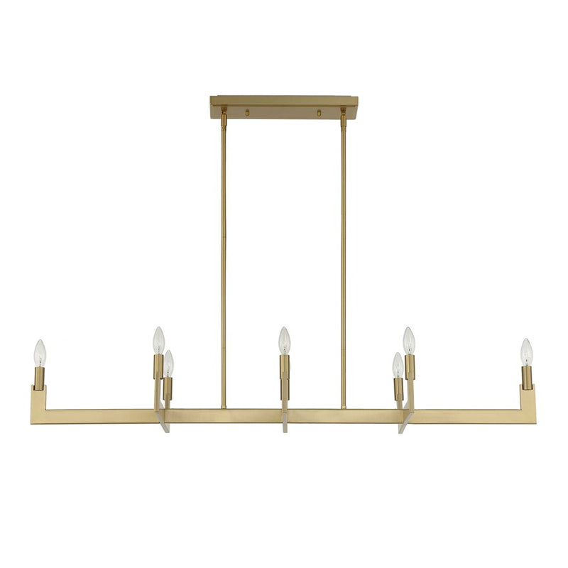 Uttermost Cordoba 8 Light Linear Chandelier, Natural Brass