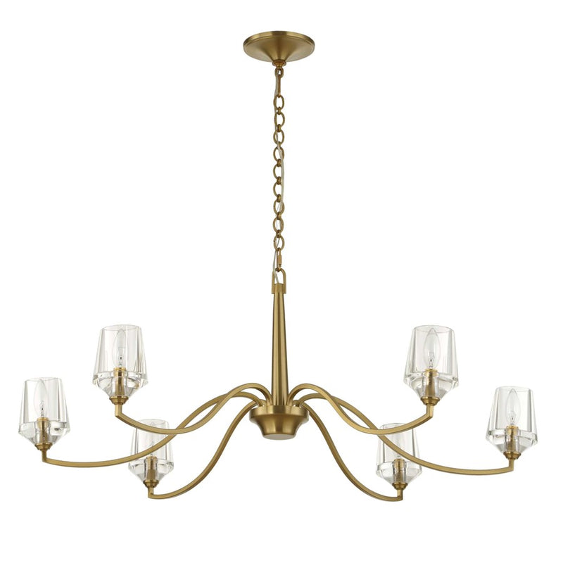 Uttermost Barcelona 6 Light Brass Chandelier, Natural Brass