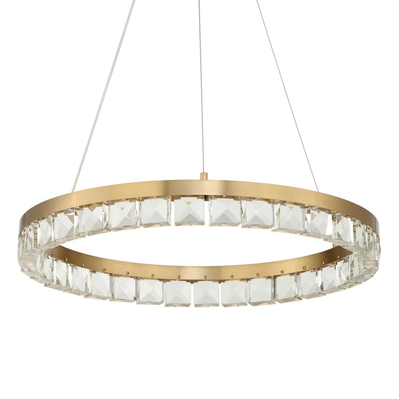 Uttermost Segovia Round Crystal LED Chandelier, Warm Brass