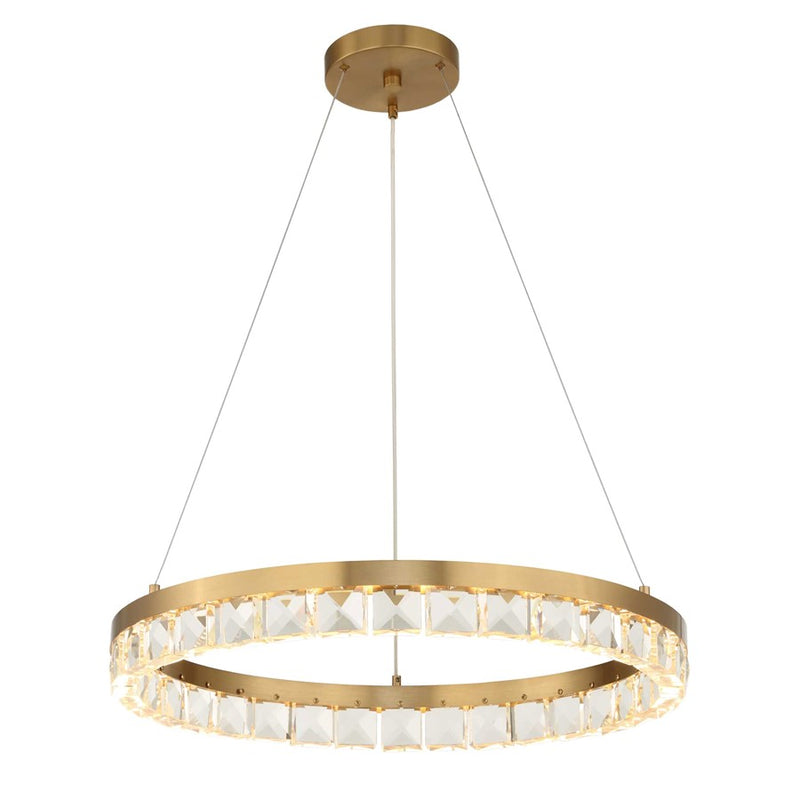 Uttermost Segovia Round Crystal LED Chandelier, Warm Brass