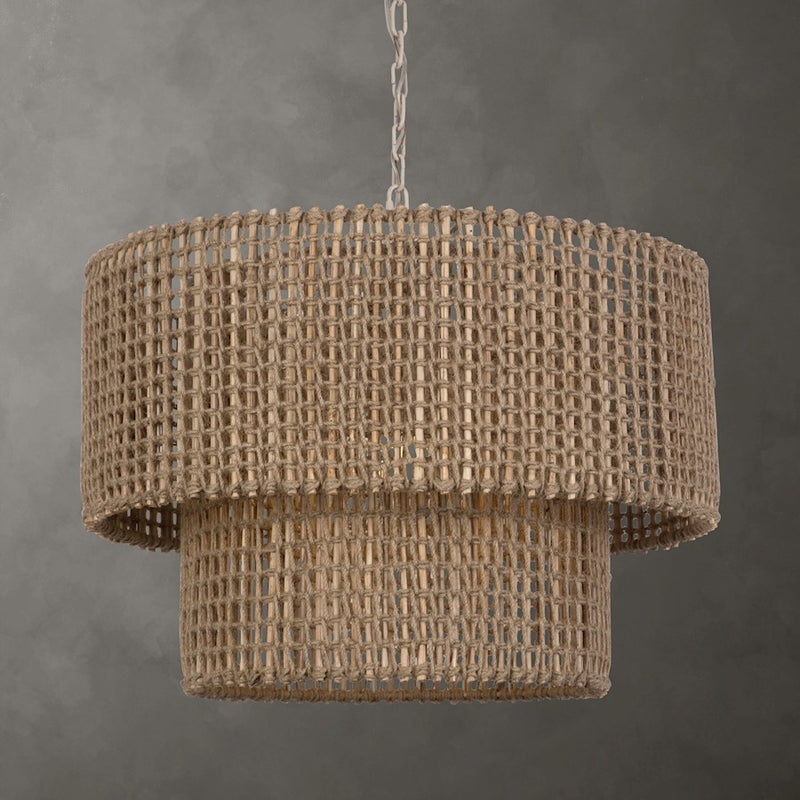 Uttermost Biswas Woven Jute 1 Light Pendant, Antique Brass - 21595