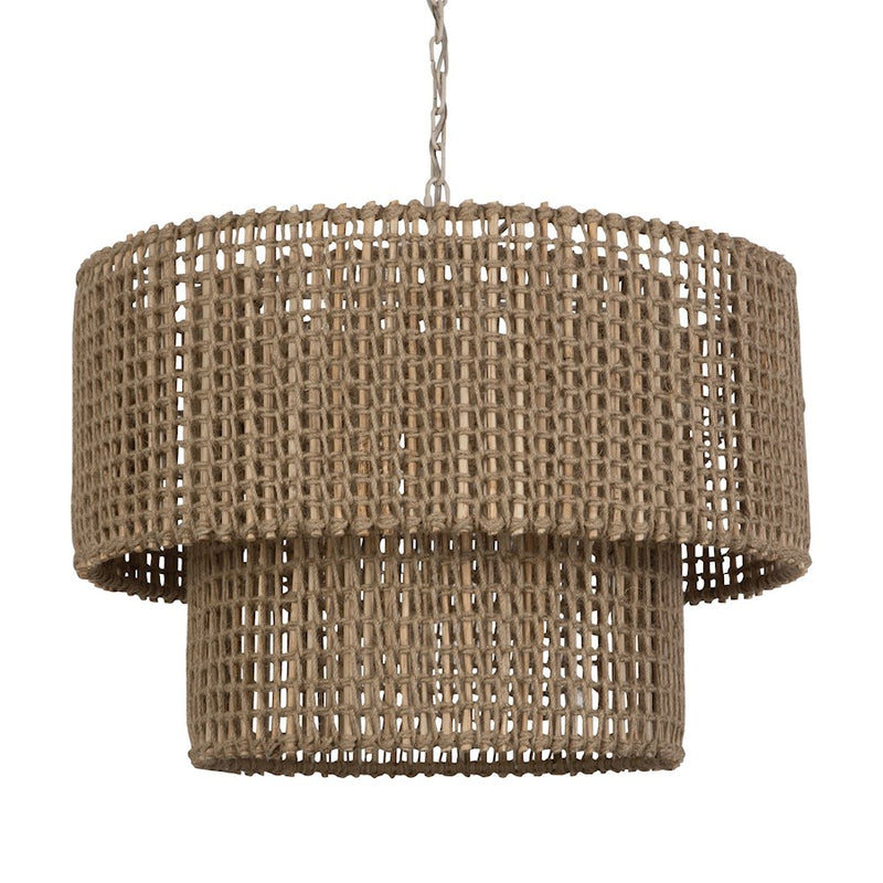 Uttermost Biswas Woven Jute 1 Light Pendant, Antique Brass