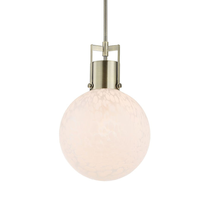 Uttermost Huch 1 Light White Glass Pendant, Antique Brass - 21609